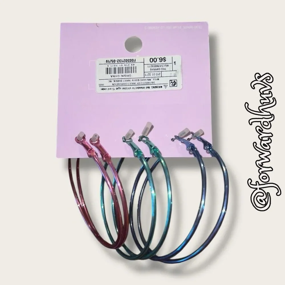 Bundle Sale 3 for $15 | Wild Fable Blue, Green & Pink Hoop Trio Earrings